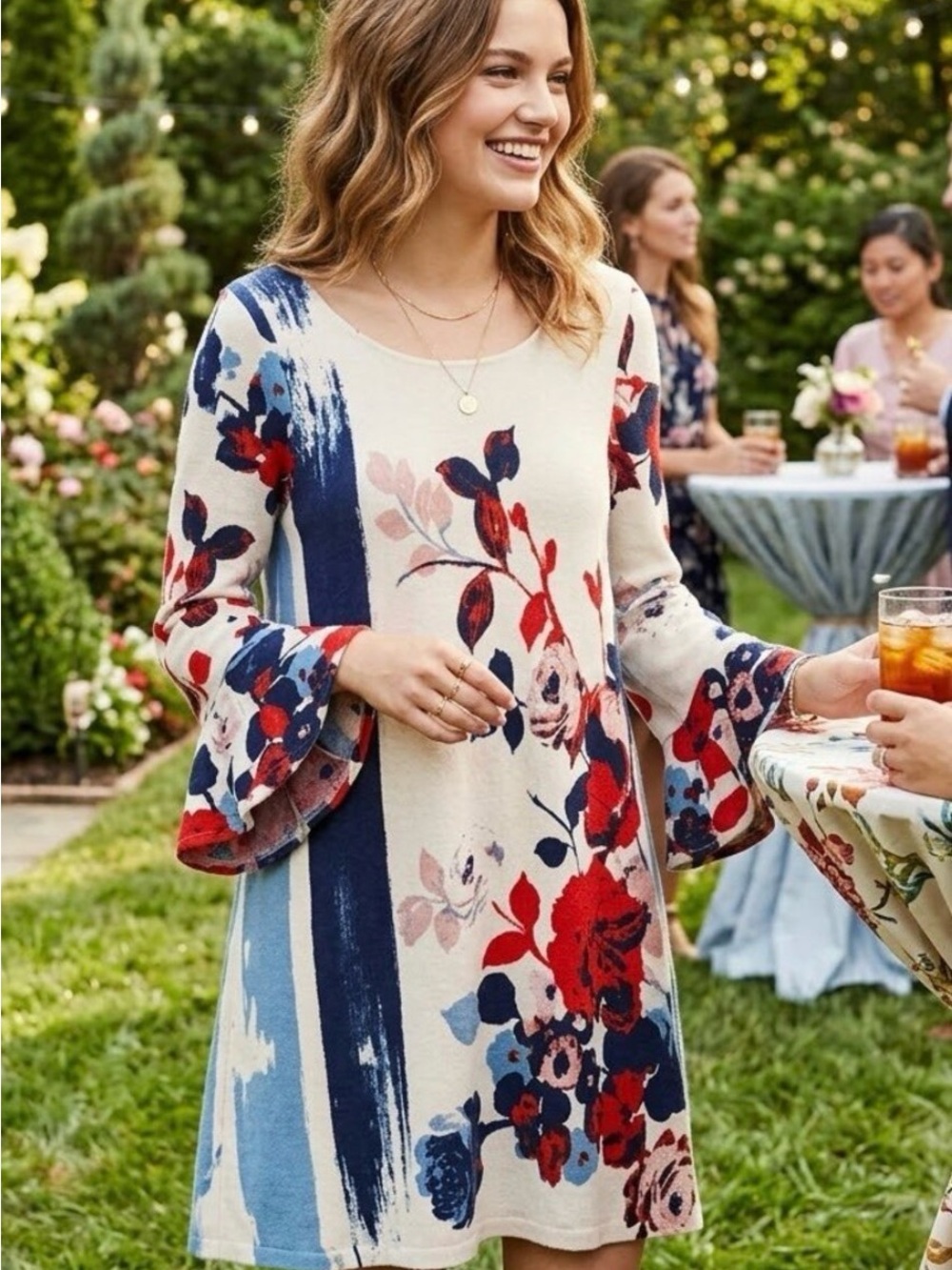 Anthropologie Maeve Anthousai Floral Knit Dress